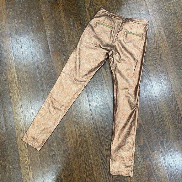 LUCY PARIS LEGGINGS Metallic Bronze Faux Snakeskin SIZE SMALL Pull-on Pants - Picture 4 of 9